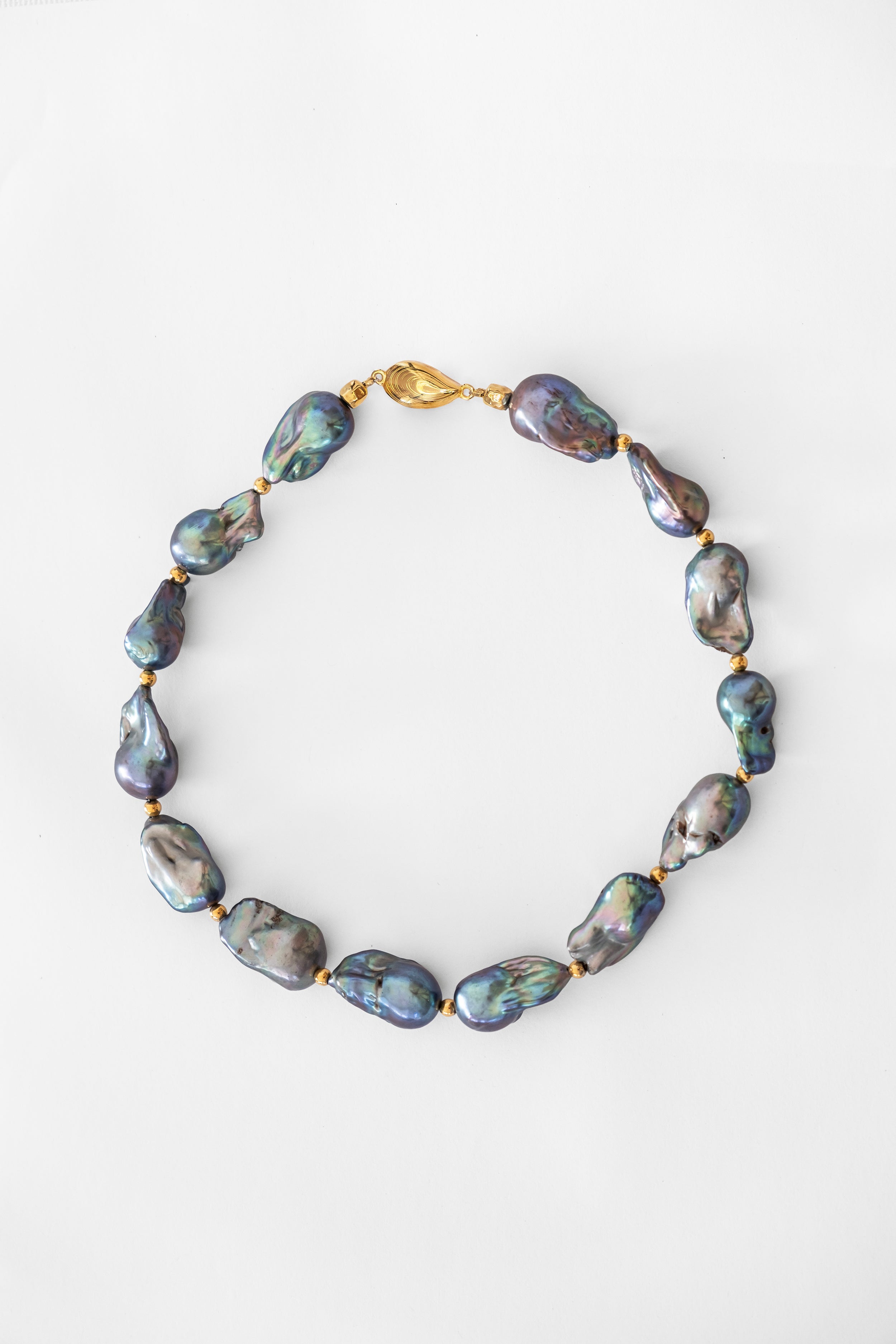 Black Pearl Baroque Necklace on a white background