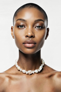 White Baroque Pearl Choker with Raw Quartz